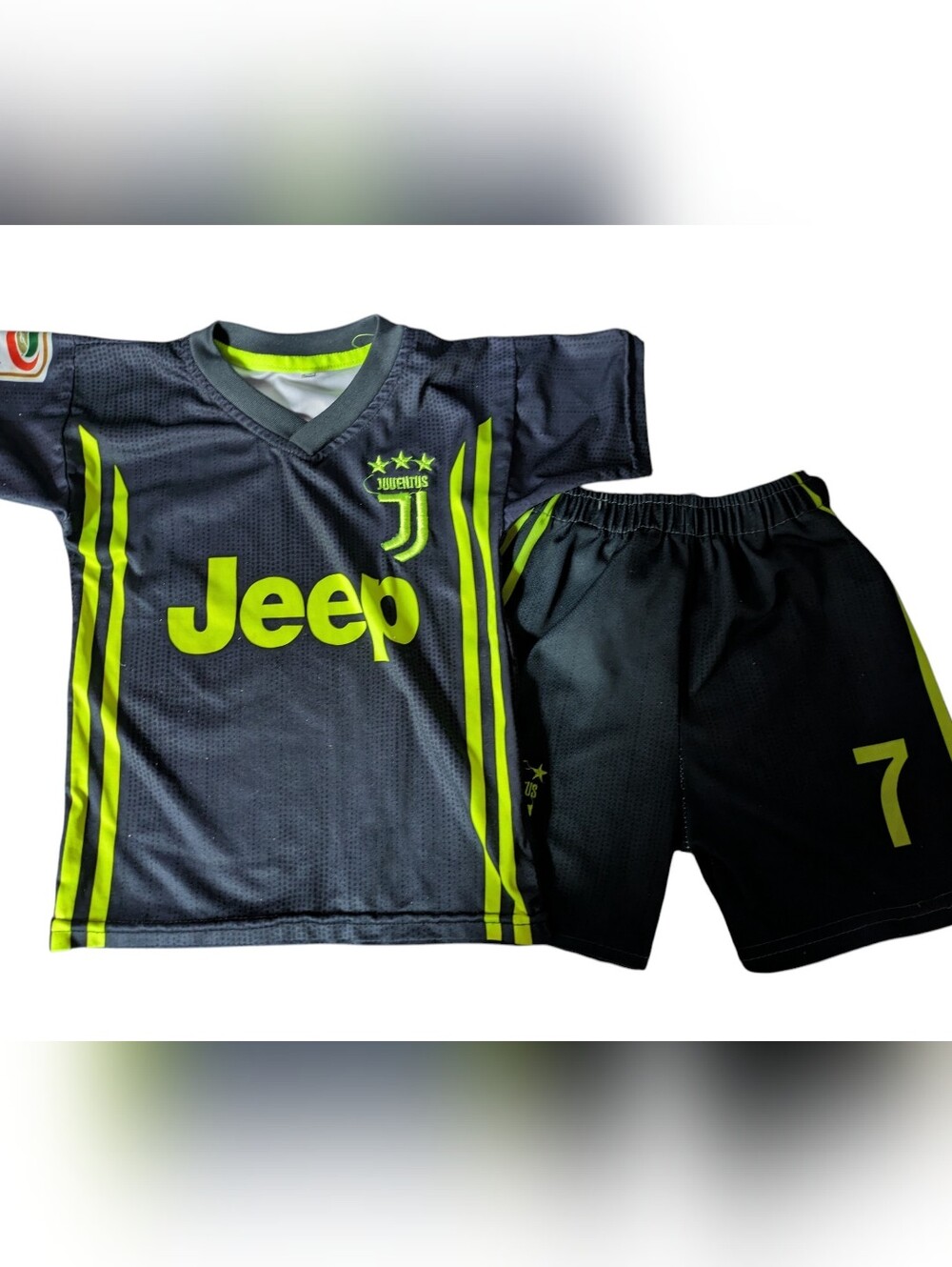 Juventus Kids Jersey Set in Neon Yellow Accent